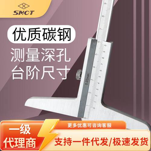 SMCT上量深度测量S102-116-101游标深度卡尺 深度尺0-200mm