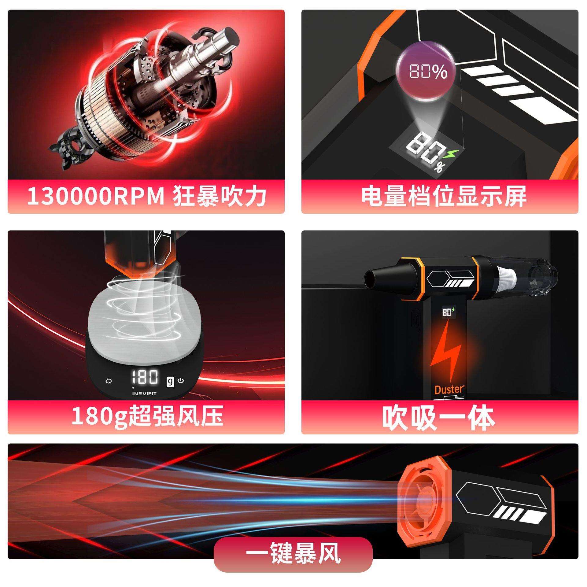 跨境新款暴力风扇吹尘器车载吸尘器无线电动吹风机大功率吹吸一体