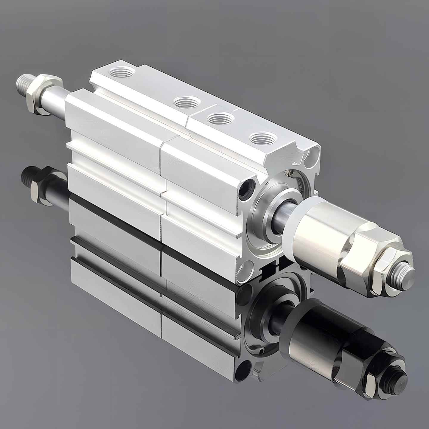 超薄型增压气缸SDATJ20X40X63X100X25双行程多位置可调节行程外牙