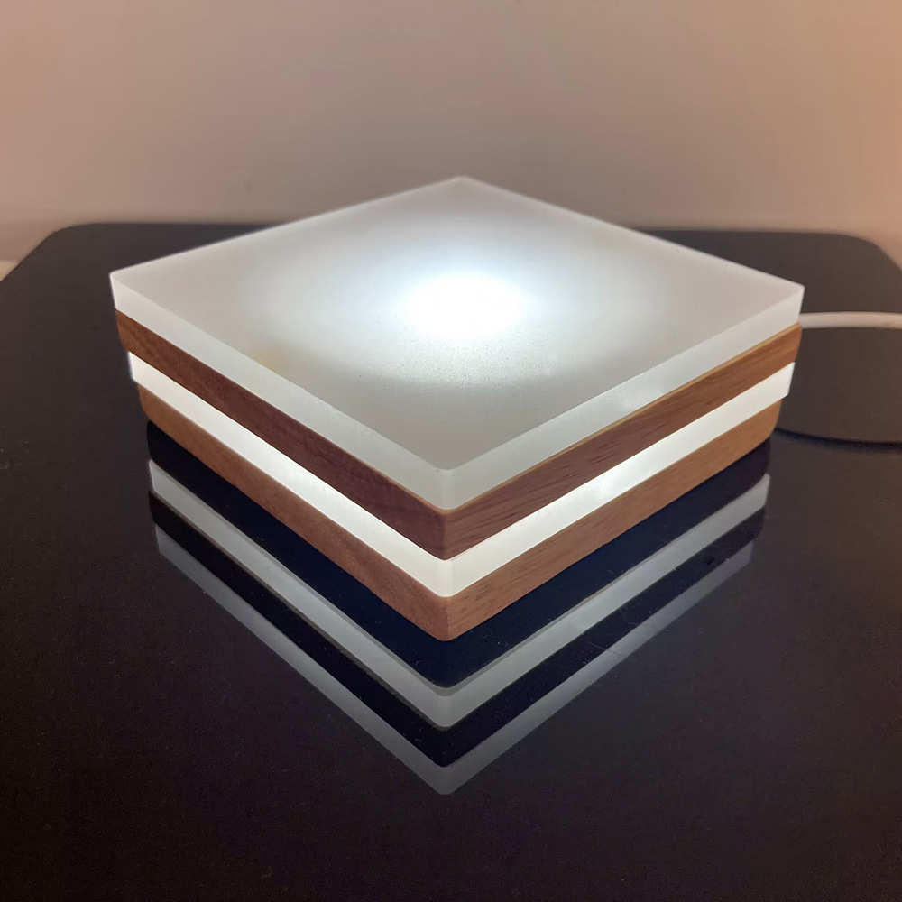 Yonii实木 LED小夜灯 手工DIY创意礼物实木发光底座磨砂USB灯暖灯