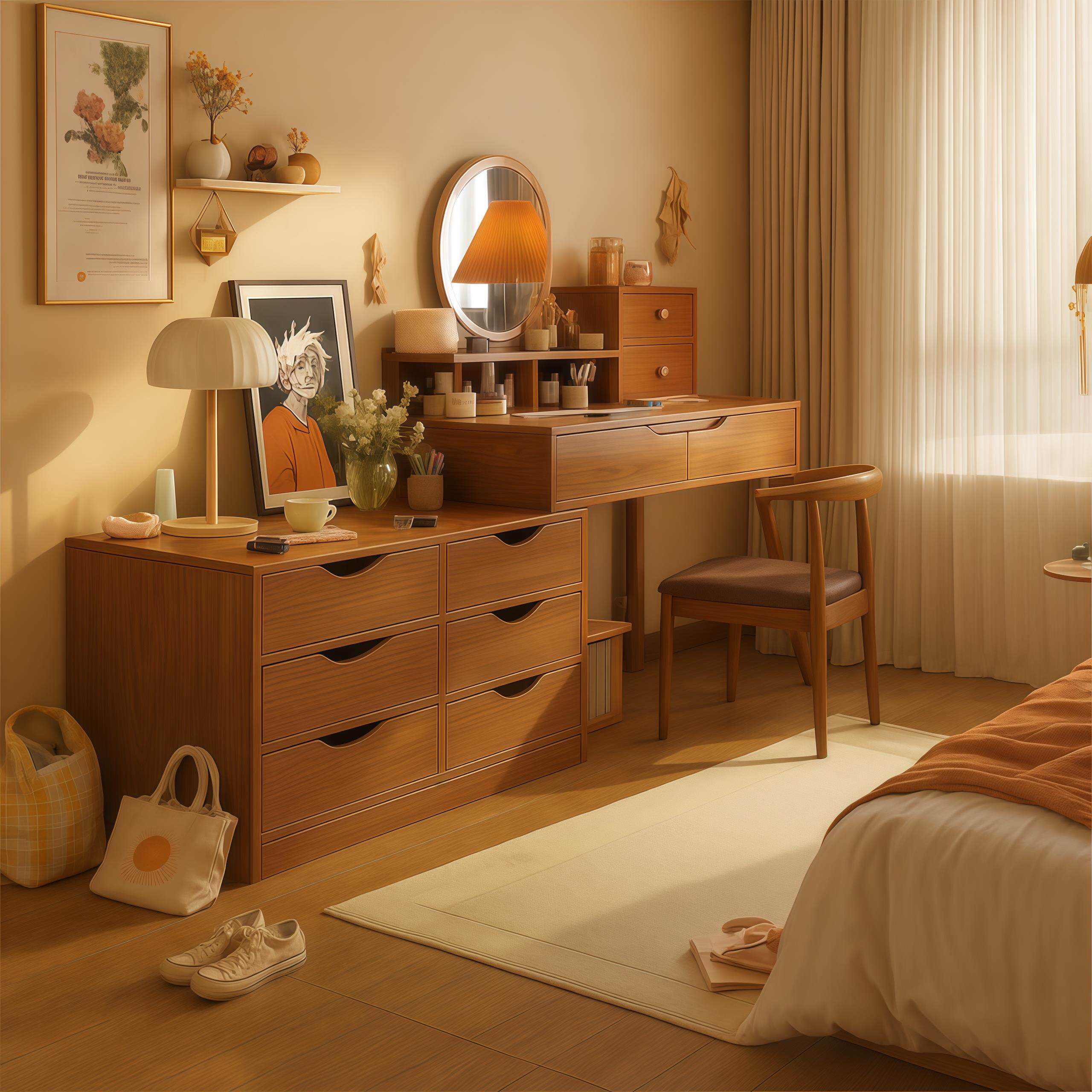 新中式梳妆台卧室现代简约2025新款主卧轻奢化妆桌镜收纳斗柜一体