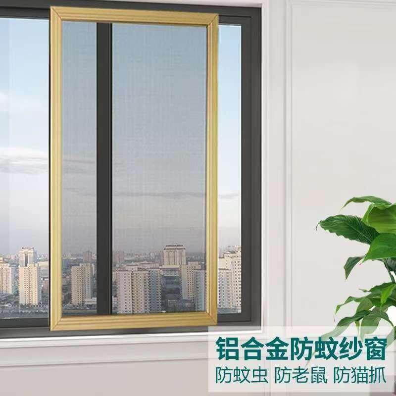 推拉式铝合金防蚊防鼠纱窗网自装带框平移不锈钢窗框纱窗门金刚网