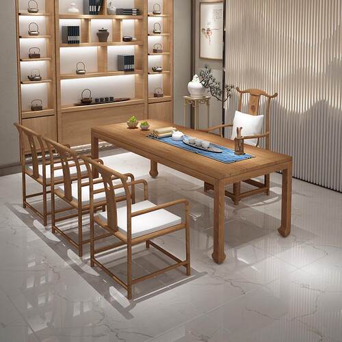 实木茶几新中式茶桌椅组合功夫泡茶桌现代简约喝茶桌茶台1米8茶桌