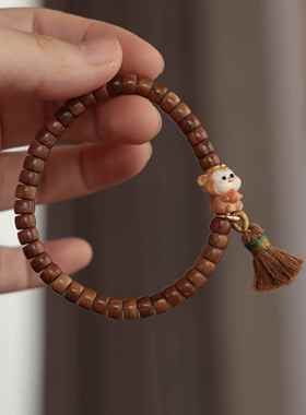 原创库克直切搭配鹿角根付小悟空手工配件手链串珠挂件文玩时尚