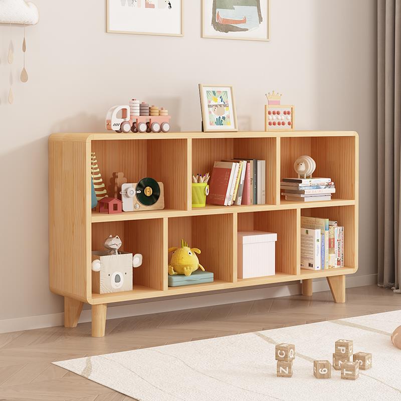 实木书柜家用简约现代置物柜定制儿童简易书架组合格子柜落地矮柜
