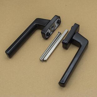 坚朗双面门执手MZS07方款43孔距7*7黑色断桥铝合金塑钢铝包木把手