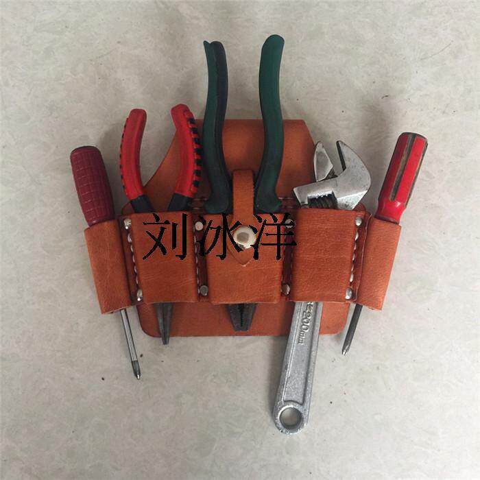 牛皮电工钳套五联套头层电工皮带多功能工具包钳插工具腰包真皮