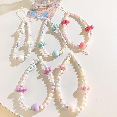 创意个性混搭珠珠链手机挂绳潮流串珠挂饰手提链钥匙挂件便捷防丢