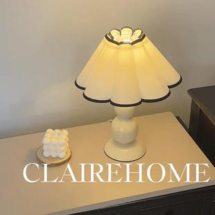 复古韩式奶油百褶台灯花瓣可爱装饰床头灯葫芦浪漫法式高级氛围灯