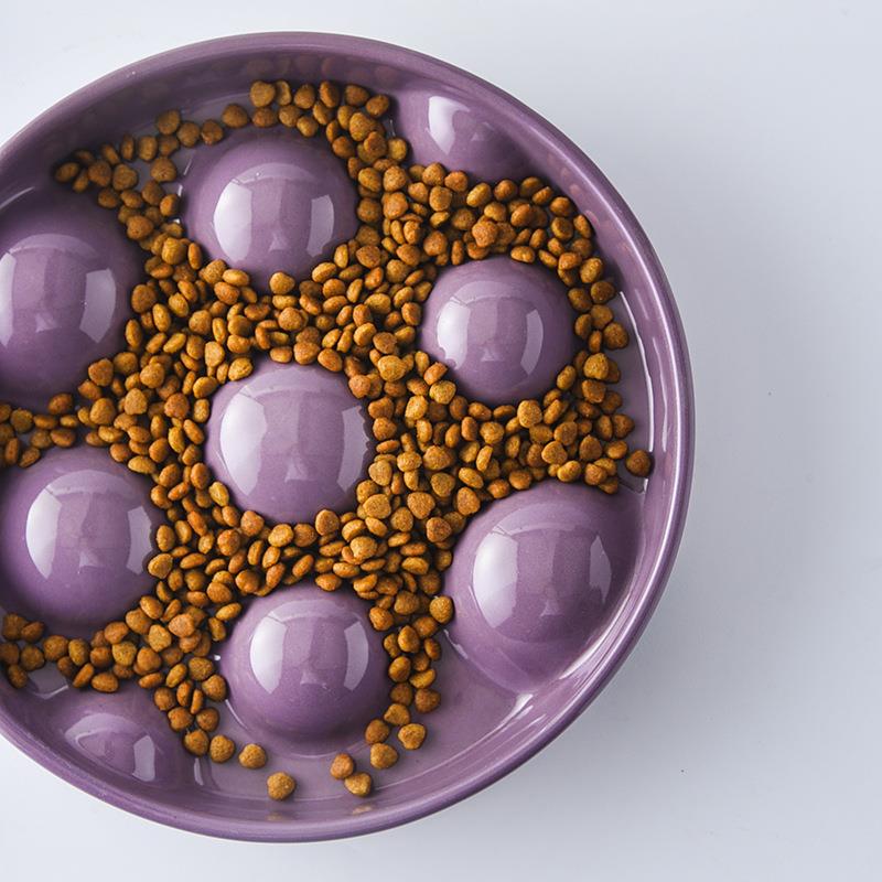 球型的慢食碗狗狗陶瓷慢食盆防噎缓食猫碗狗碗防打翻保护颈椎宠物