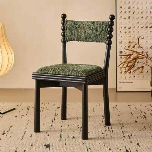 霍斯椅法式实木餐椅家用复古2025新款梳妆椅中古风软包靠背休闲椅