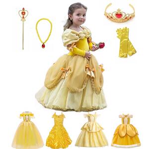 Princess Belle Dress for Girl Kids Floral Ball Gown Child Co