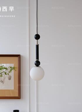 西早 中古法式床头吊灯 北欧美式复古实木摩登黑色吧台餐厅小吊灯