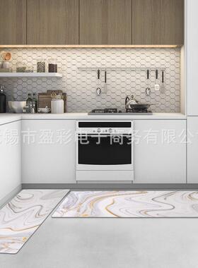 数码印花PVC易清洗垫子灰色墨纹大理石地垫厨房垫