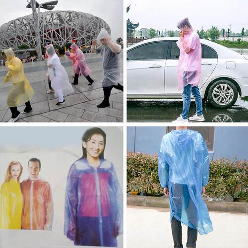 Disposable All-in-One Raincoat with Four Snap Buttons, Porta