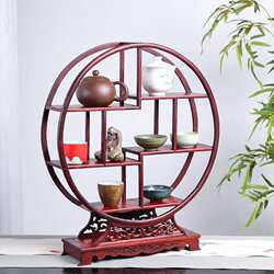 巴里黄檀圆形博古架实木中式多宝阁置物架花枝茶具装饰收纳展示架