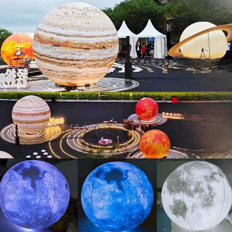 大型充气夜光月亮行星充气模型宇航员中秋月亮兔子梅辰音乐节装饰