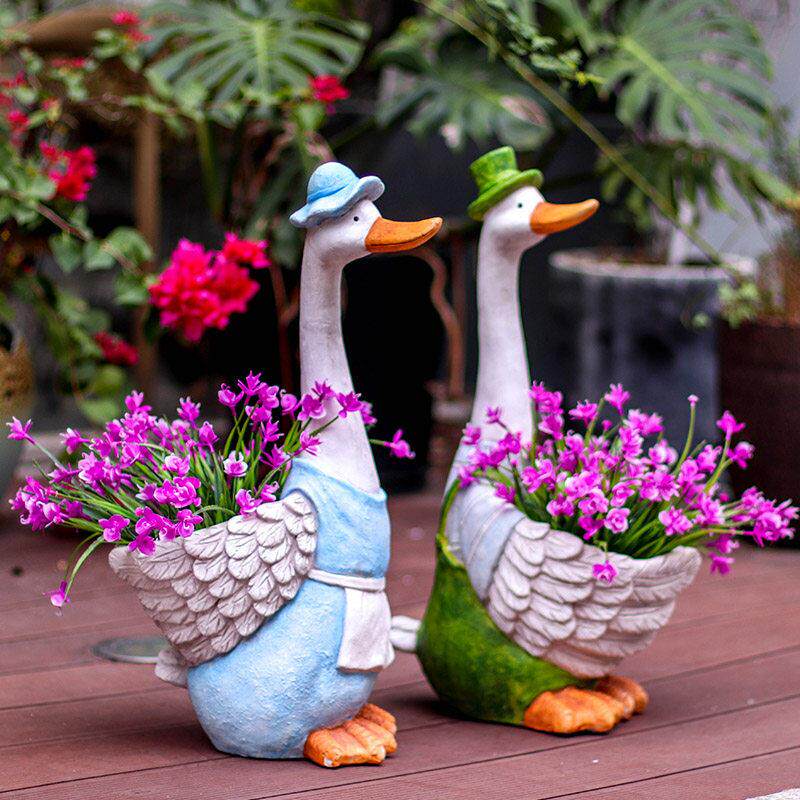 鸭子花盆造型动物阳台布置庭院户外花园露台装饰创意造型卡通摆件