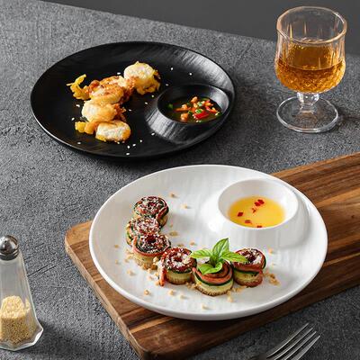 天猫正品饺子盘子带醋碟子母盘菜盘水带醋碟寿司盘简约精致小吃盘