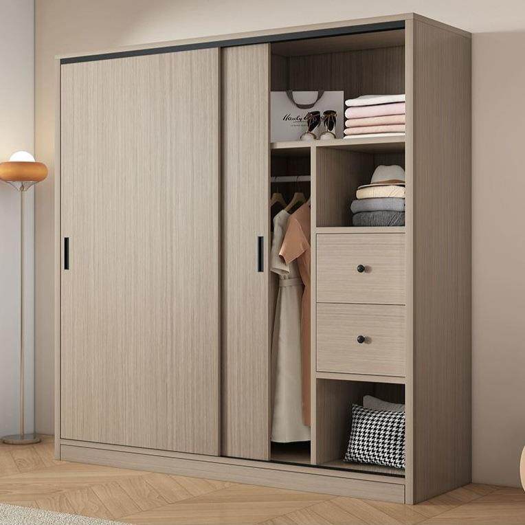 实木衣柜家见详情用卧室拉门推大衣橱小型户简易收厂纳储物柜工一