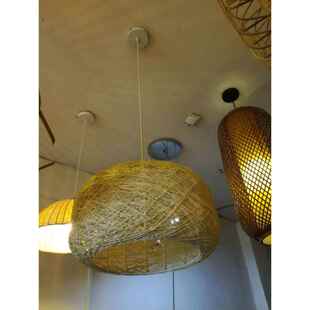 PUJ竹编吊灯竹子客栈酒店茶楼园风灯饰竹灯格田复灯罩竹编 中古式