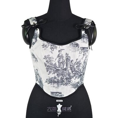 Ink wash style printed fish bone tight fitting angular