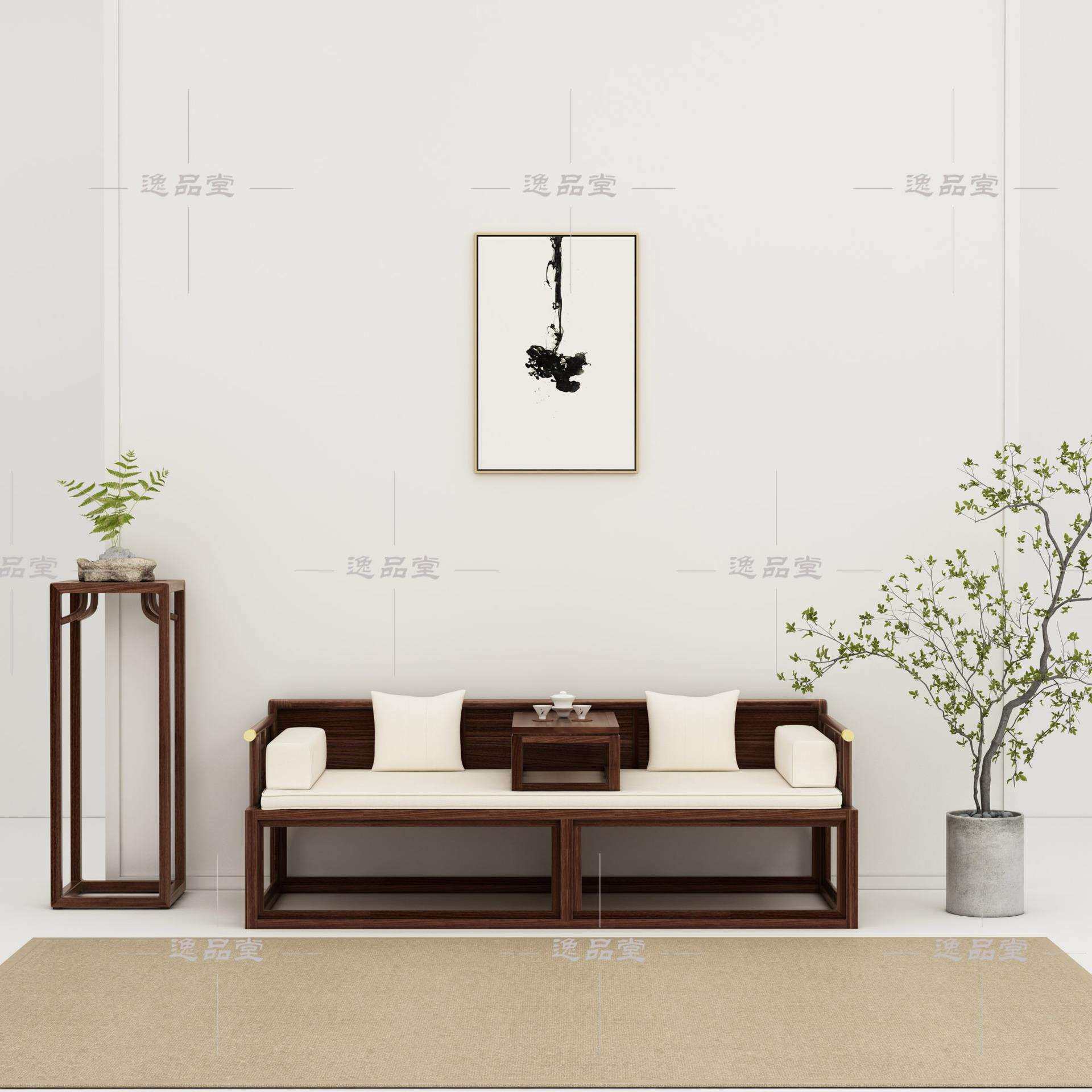 罗汉床贵妃榻罗汉古典床新中式民宿型实木沙发伸缩套装茶桌三人位