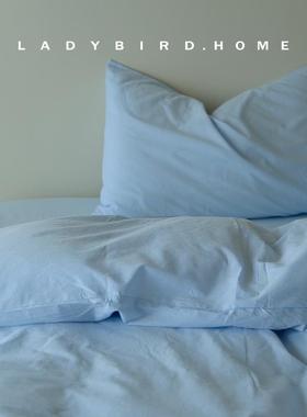 1花大 babyb哥lueMWI冰岛蓝00纯棉水洗棉品四件套纯色简约床床笠