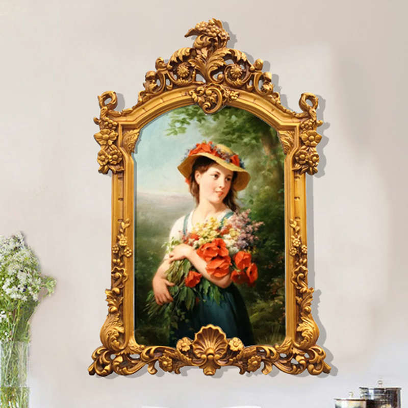 欧式复古雕花框油画框相片框异形玄关挂画法式相框婚庆圆形装饰框图片