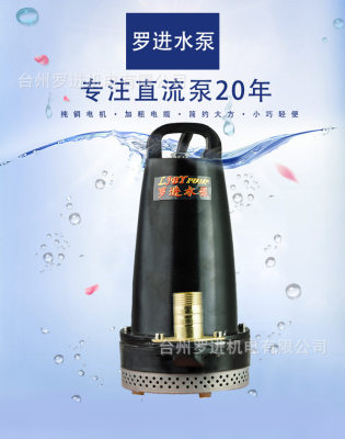 新款农用12V24V48V60V72伏直流潜水泵高扬程大流量生铁筒抽水机寸