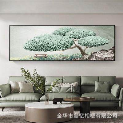 客厅沙发背景发财树装油横幅大床头画手尺寸纯手绘立体肌理饰画代