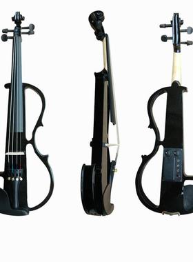 厂家直销高档黑色手工电子小提琴演奏电声小提琴乐器