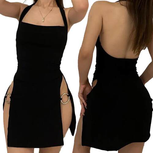 Women ’ s Sexy Summer Halter Backless Maxi Dress - Ring