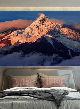 墙面卧室布背景挂系布布装饰遮丑9ram风景床头布墙梅里雪山画布墙