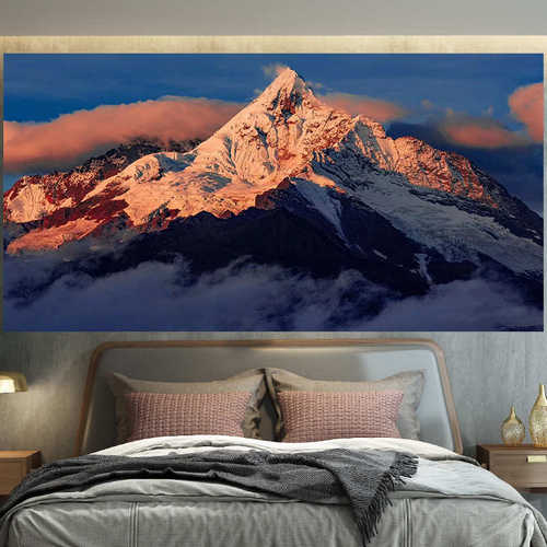 装饰墙挂布遮丑风景卧室墙布墙面床头画布背景梅里雪山布布系9ram