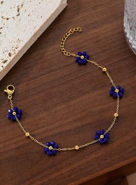Colorful flower bracelet for women, gold-plated crystal
