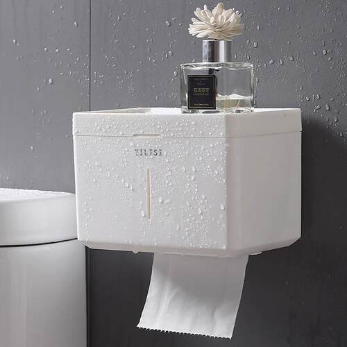 Wall-mounted, no-drill, waterproof toilet paper holder. Tran