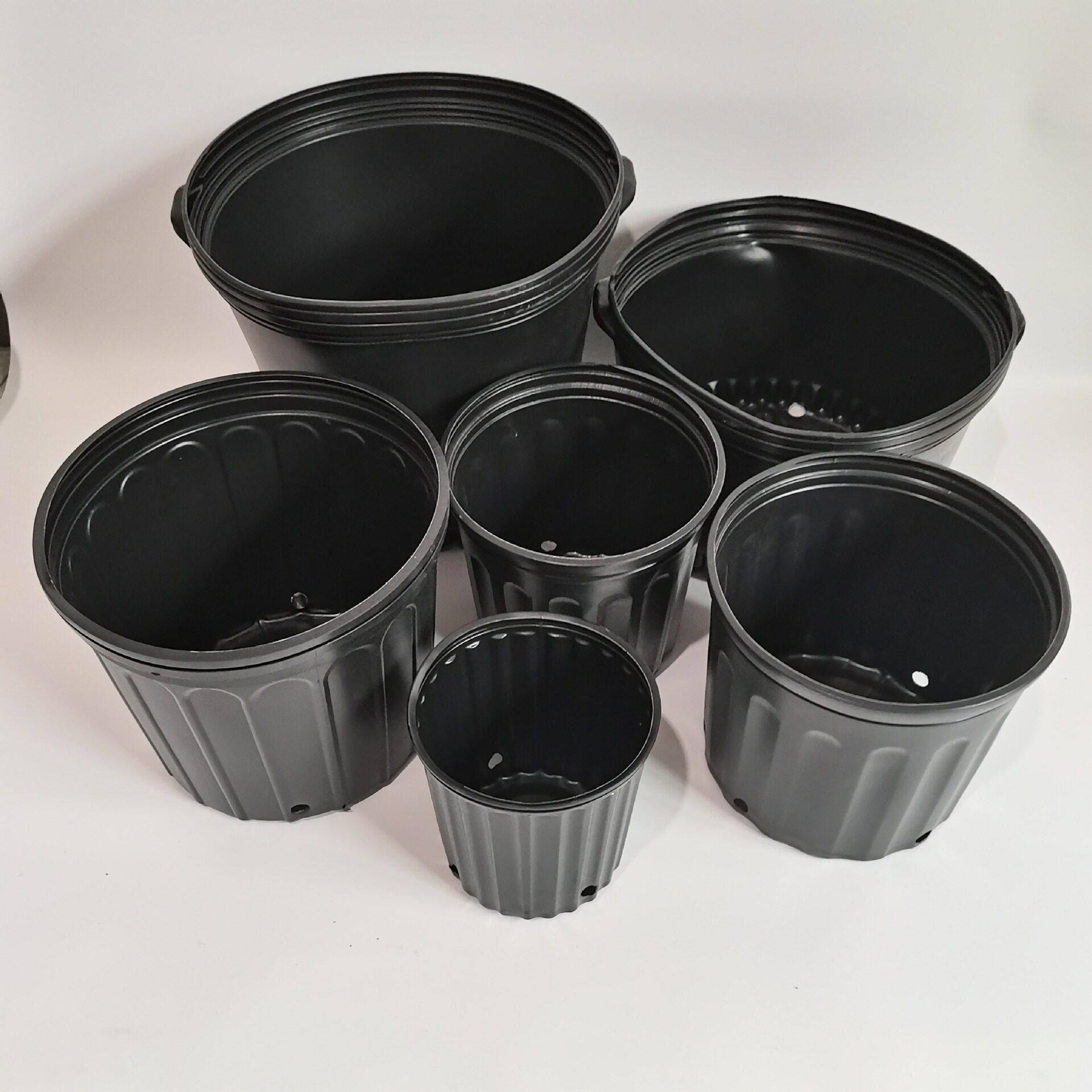 吹塑黑色加仑盆花卉苗圃实用简易花盆型号齐全款矮款加仑盆