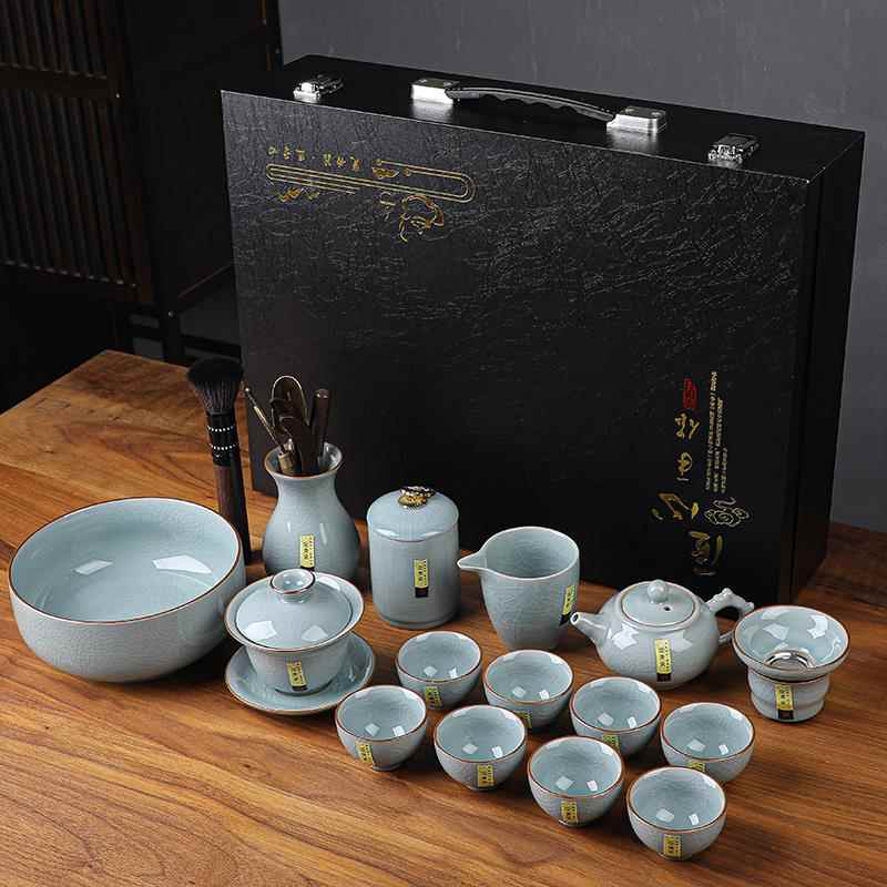 正品功夫茶具套装家用办室客厅中式定瓷茶壶水青杯盖公碗茶杯泡送