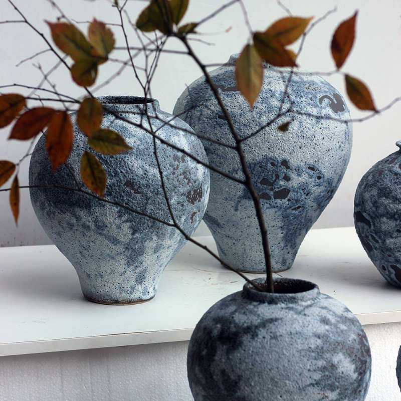 新中式粗陶罐大肚花瓶月球表面粗陶花瓶侘寂风陶罐民宿装饰茶摆件,家居饰品,花瓶,淘宝优惠券,粉丝福利购,淘宝优惠卷