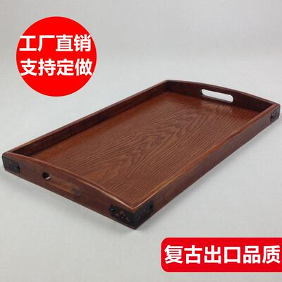 木托盘日式家用长方形实木质创意茶盘子复古大小号制餐盘面包平盘