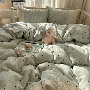 202PJ5新A类法式 花床蕾丝水洗棉床上四件套宿舍 小清新皱边皱纱款