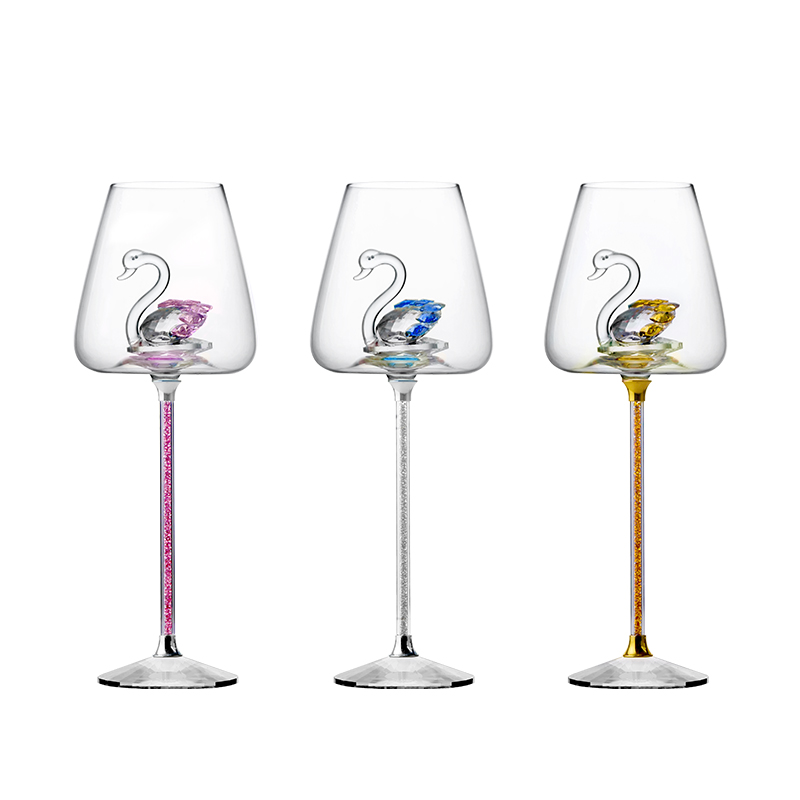 网红轻奢风 高档水晶天鹅 红酒杯家用高级奢华高端勃艮第高脚杯子