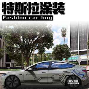 靓仔专属特斯拉model3 Y SU7汽车拉花帅气线路板彩绘涂装个性定制