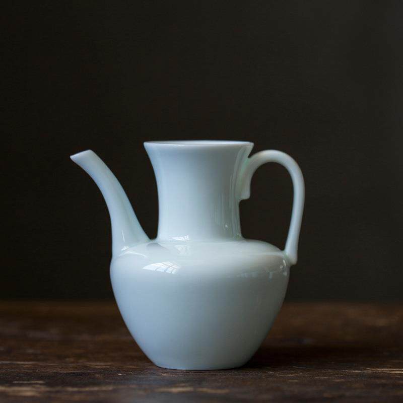 湖田窑影青公道杯日式陶瓷分茶器茶海家用泡茶茶道茶具配件带手柄