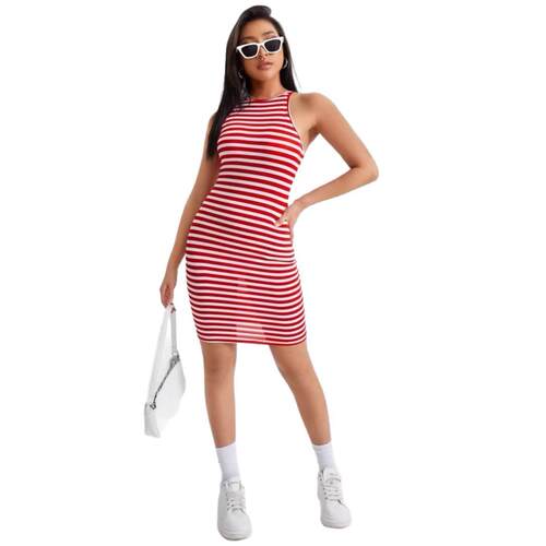 Striped Casual Dress Women Summer Daily Wear Elegant