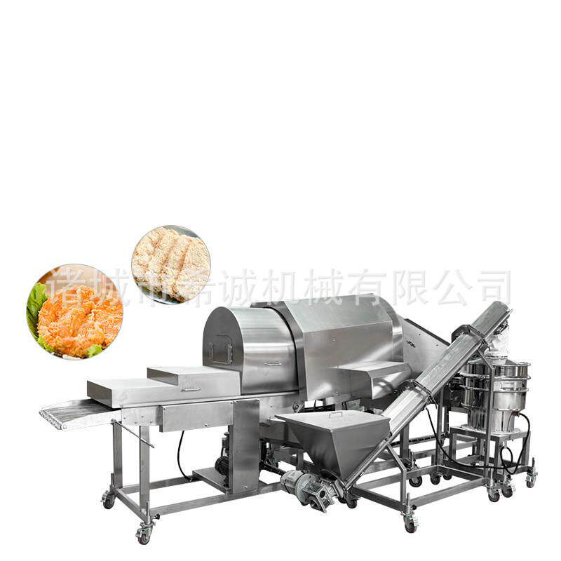 厂家供应鸡米花滚筒上粉机 鱼排溜肉段全自动滚筒裹粉机厂家