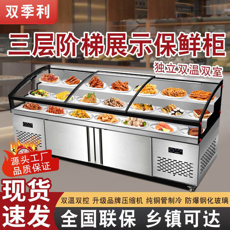 三阶梯冷藏柜冷冻展示柜商用饭店点菜柜凉菜熟食烧烤摆摊移动冷柜