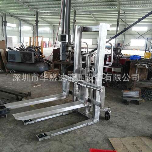 04不锈钢手动堆高车液压堆垛车电动手推车堆高机手摇叉车