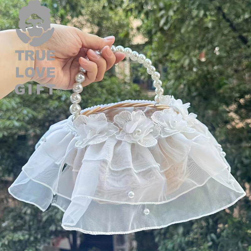 西式婚庆典礼篮子新娘新郎结婚蝴蝶结浪漫梦幻爱情纯手工制作花篮